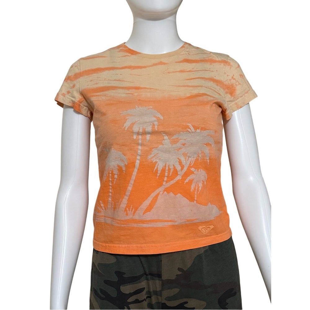 Roxy Orange Ombre Palm Tree Short Sleeve T-Shirt